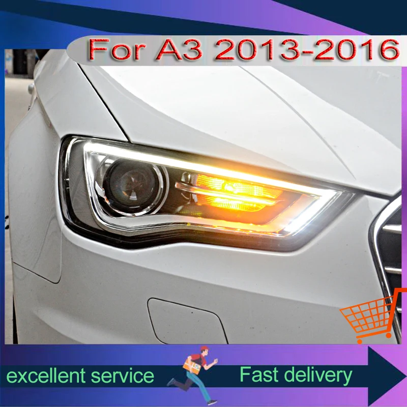 2 PCS Car Accessories Lamps FOR 2014 2015 2016 Audi A3 xenon Front Light DRL Head Lamp Turn Signal LED Projector Lens Auto Tools