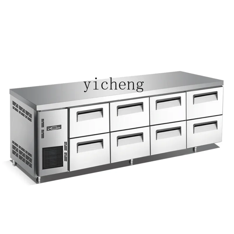 XL Drawer Type Refrigerated Worktable Refrigerator Stainless Steel Horizontal Console Freezer