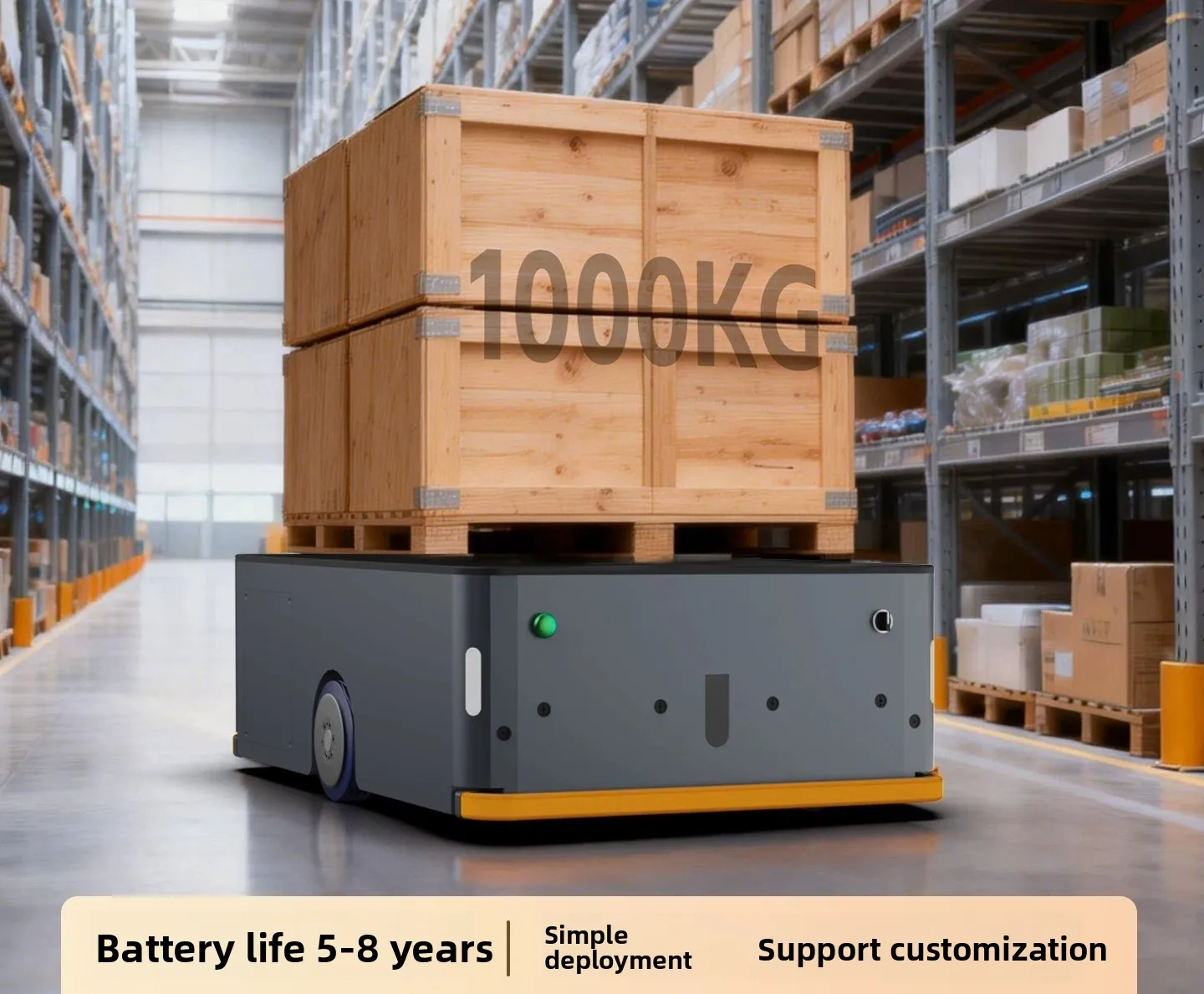 1000KG Smart AGV Chassis | Autonomous Heavy-Duty Trolley Platform & Carrier Robot for Industrial Transport