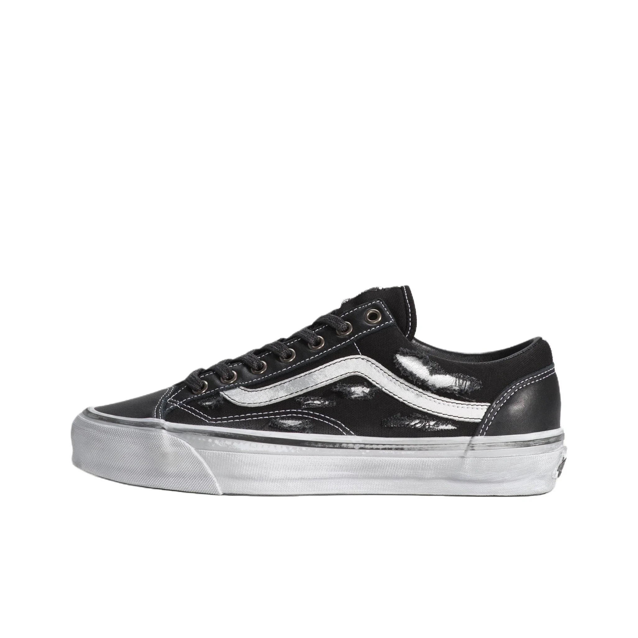 POIZON Old Skool Vans 36 Vibram 'Cinza Prateado'