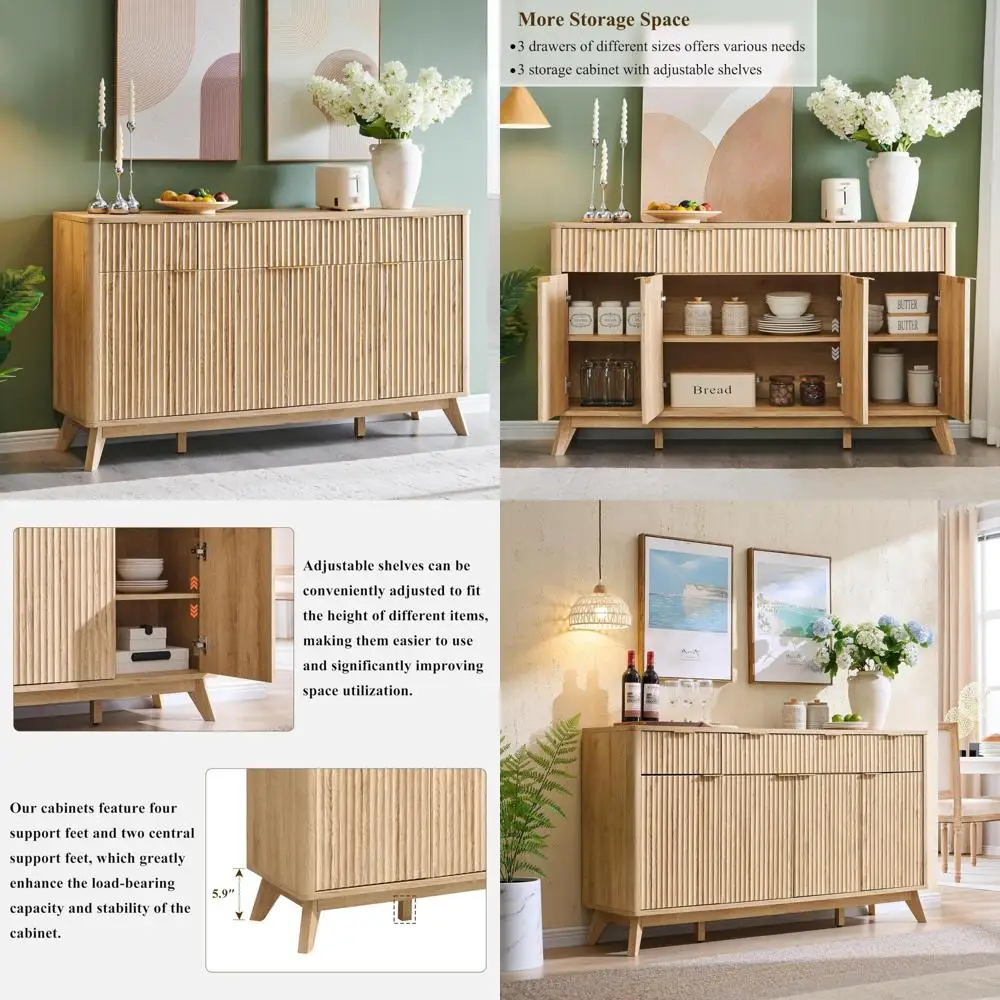 

Высокий кухонный шкаф в стиле фермерского дома с 4-мя дверцами, регулируемыми полками и опорой для стальных труб для тяжелых нагрузок