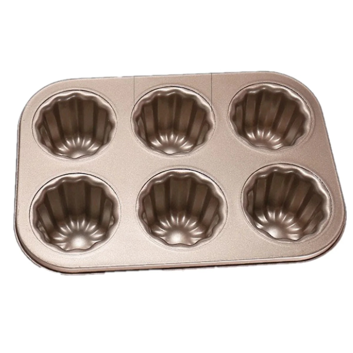 6-Cavity Canele Mold Cake Pan, Non-Stick Canele Baking Pan for Oven Carbon Steel Caneles Mold Bakeware Tool