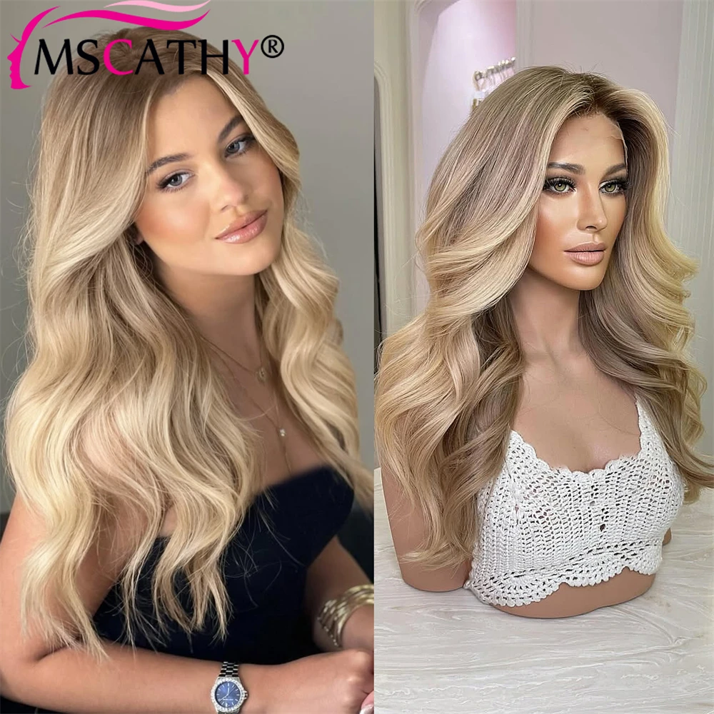 

220% Density Balayage Body Wave Transparent Lace Front Virgin Human Hair Wig Natural Hairline Mocha Brown Ombre Hightlight Wigs