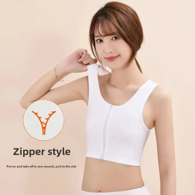 Leszip-Up Chest Binder Women's Large Size Appears Small L Cool Sculpting Bra Ultra Flat Wrap Chest Student Sports Vest Breathabl