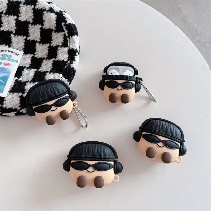 

Cartoon Sunglasses Potato Case for AirPods 4 Airpod 1 2 3 Pro Pro2 Bluetooth Earbuds Charging Box Protective Earphone Case Cover