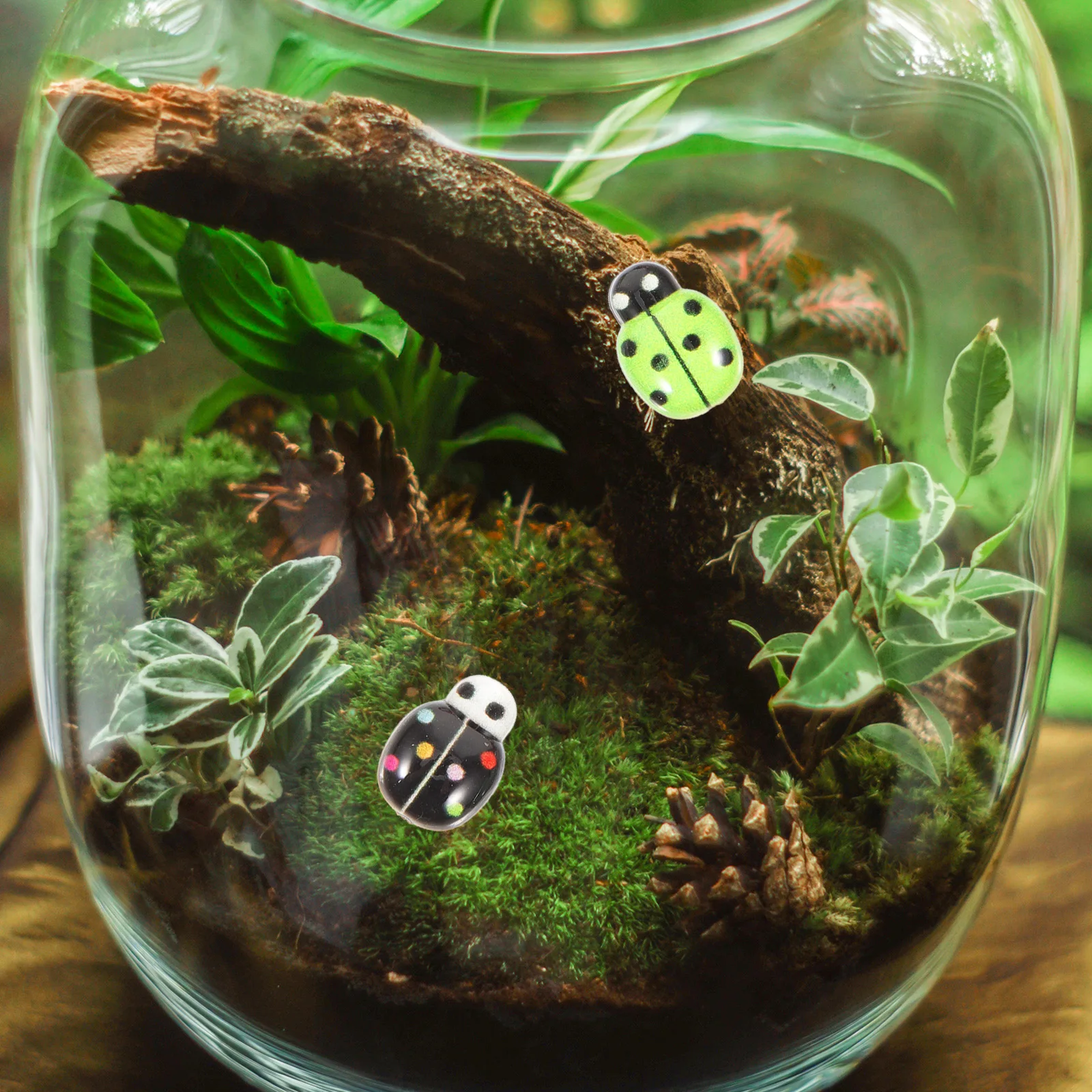 

50pcs Mini Ladybug Charms Resin Plastic Garden Decor Craft Embellishments Tiny Insect Figures Weather Resistant for DIY