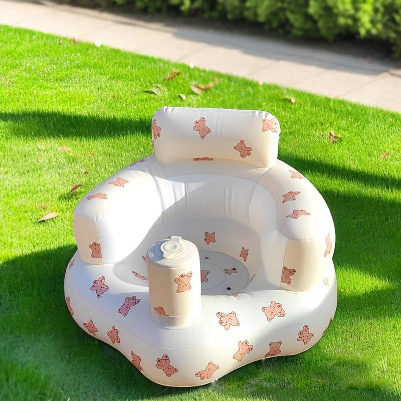 Inflatable Baby Sofa Chair Curve Type Eco-friendly PVC Auto Press Air Pump Portable Stable Anti Baby Seats Fall Kids Couch