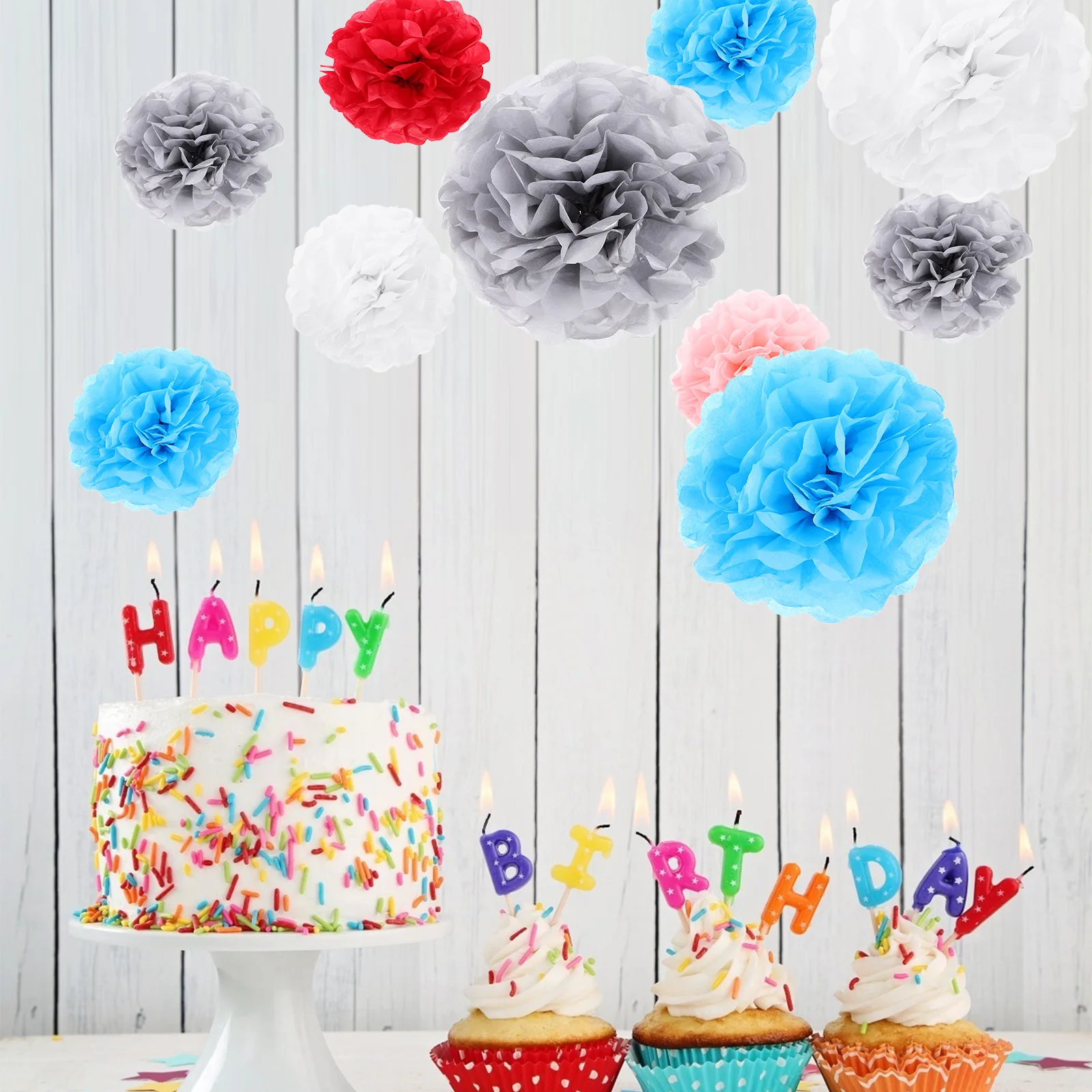 

50Pcs Tissue Pom Poms Colorful Party Decoration Balls Wedding Props Easy to Apply Tissue Pom Poms Paper Ball Flower