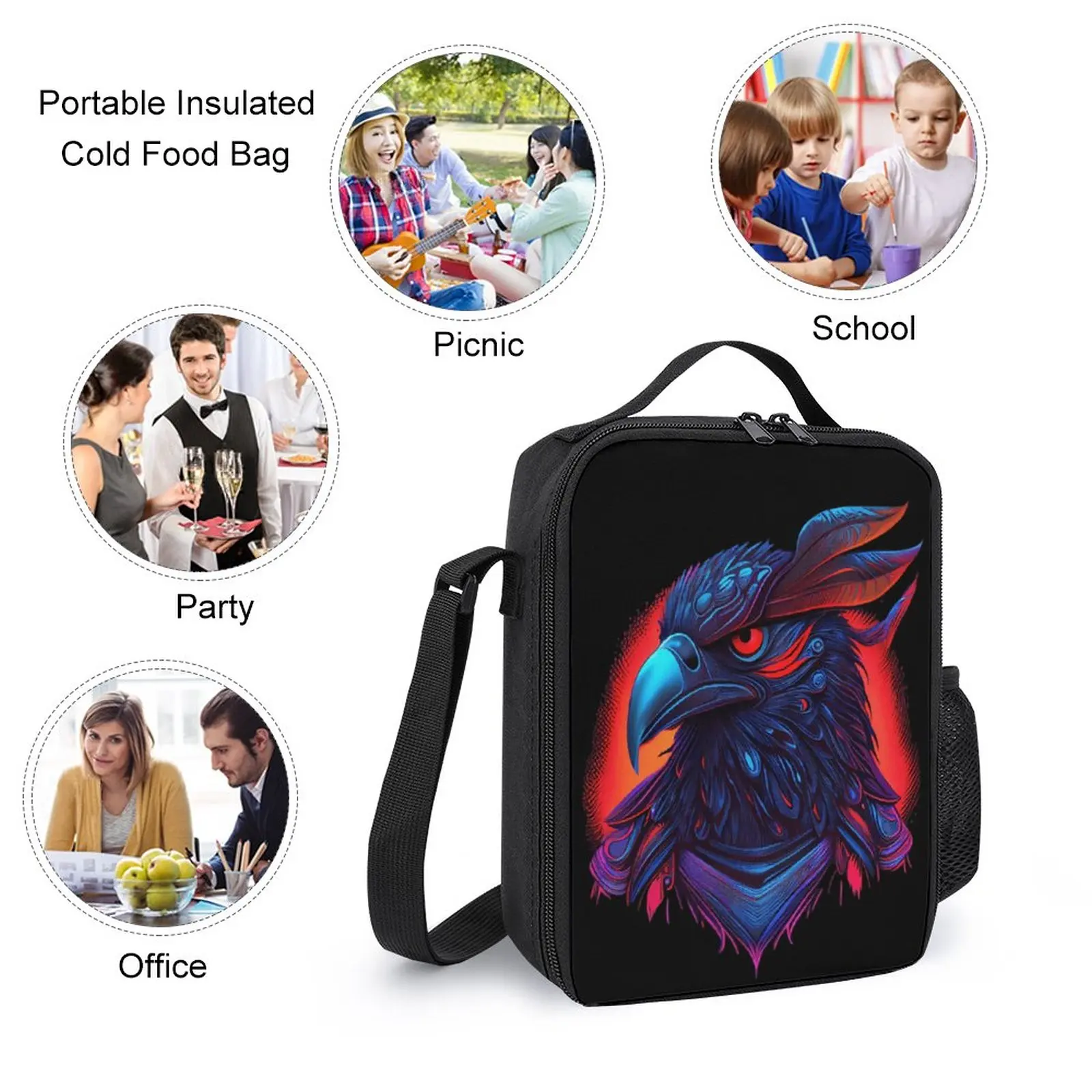 Mochila sintética de demônio assassino Raven Crânio Demon Slayer 12 duradoura Snug Field Pack 3 em 1 conjunto 17 "lancheira, bonito saco de caneta, acampamentos de verão