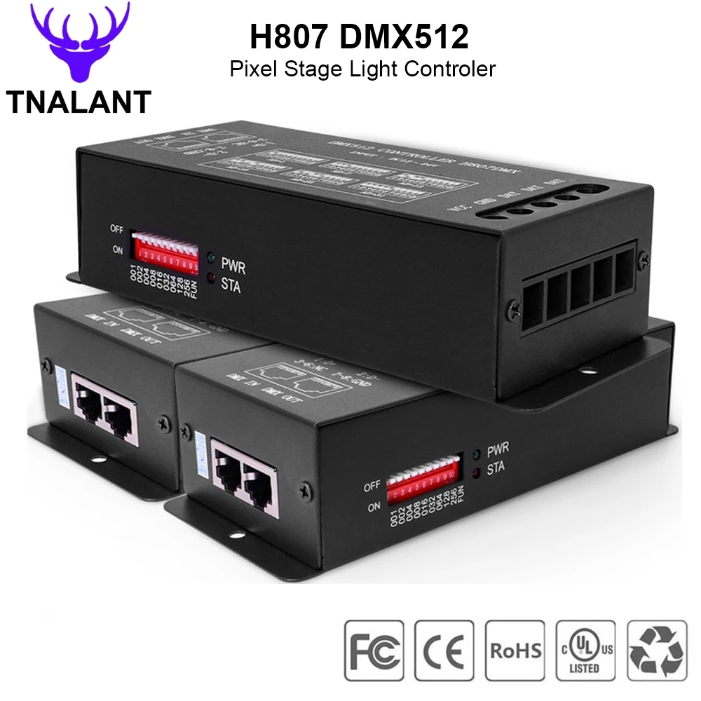 H807 DMX512 Stage Light LED Controller 1024Pixels 13Channels DMX WS2811 WS2812B WS2813 WS2815 Pixels Led Strip Controller