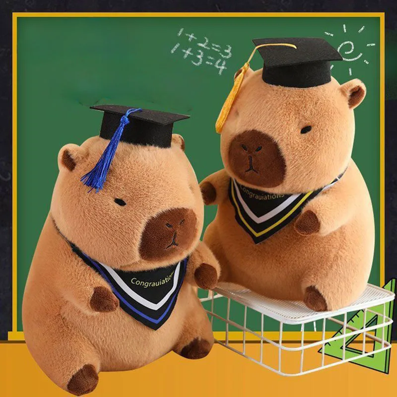 2026 graduação capivara brinquedo de pelúcia bonito boné de formatura boneca animal de pelúcia macio kawaii presente para estudante cerimônia de formatura decoração menina