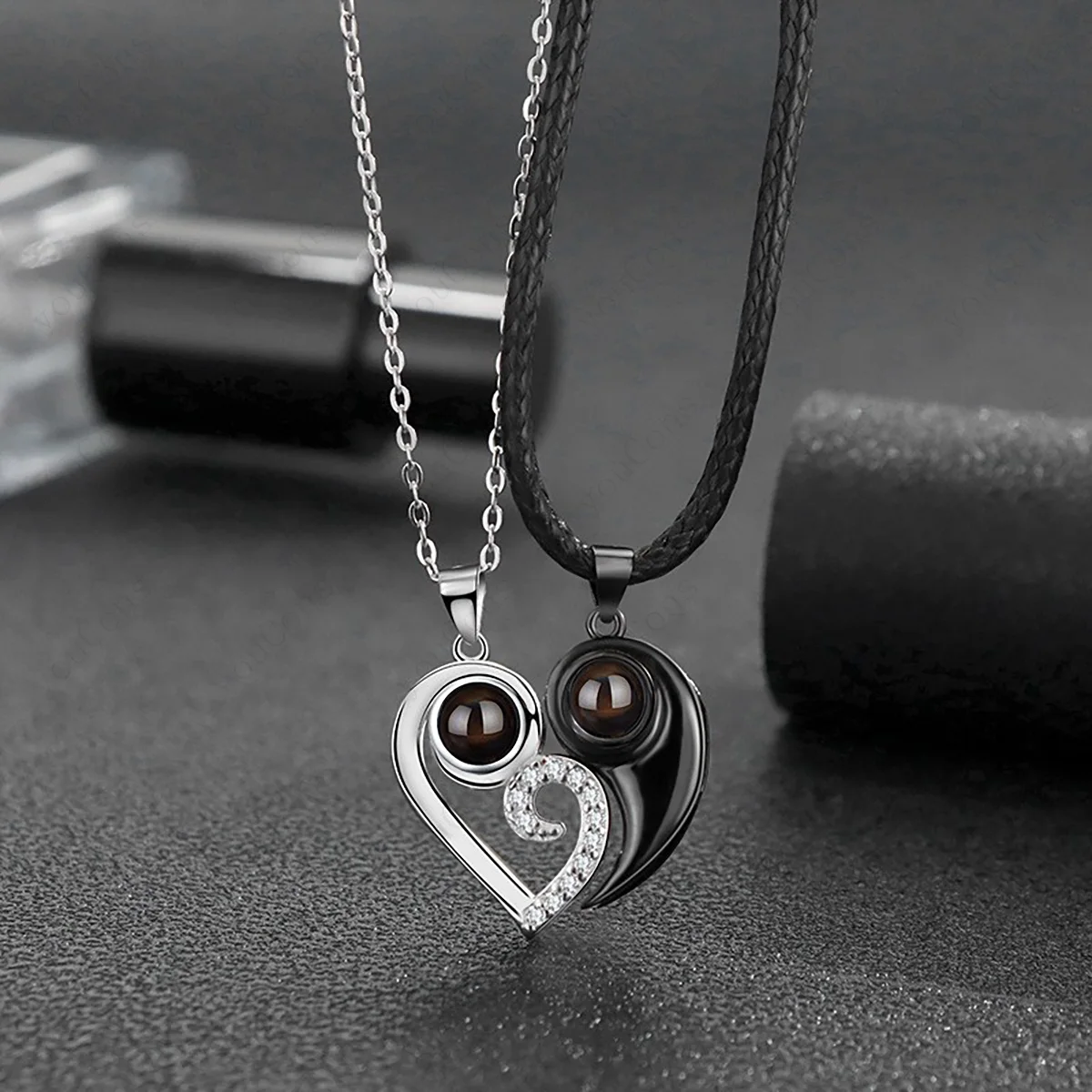 Custom Color Photo Projection Necklace Stainless Steel Chain Valentine's Day Mother's Day Romantic Fashion Gift Couple Style New