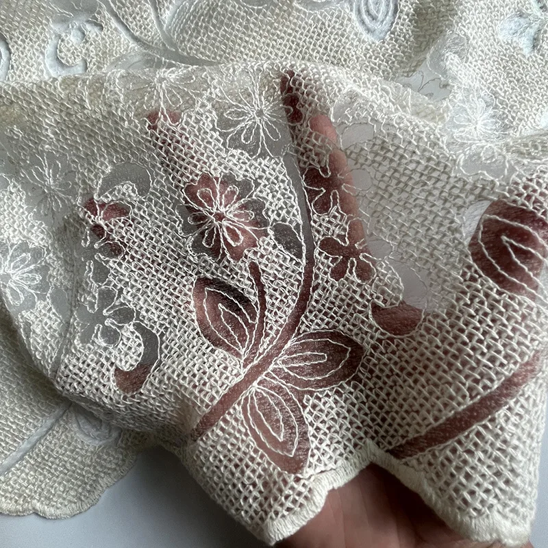 

Floral Embroidered Mesh Lace Fabric Making Clothing Dress Handmade DIY Cloth Sewing Material