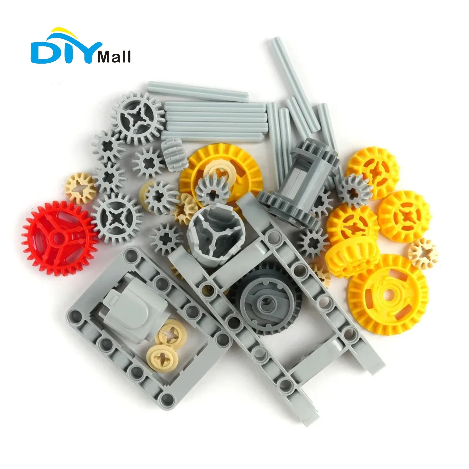 MOC-Bausteine, Differentialgetriebesatz – technische Teile mit Zahnrädern und Achsen