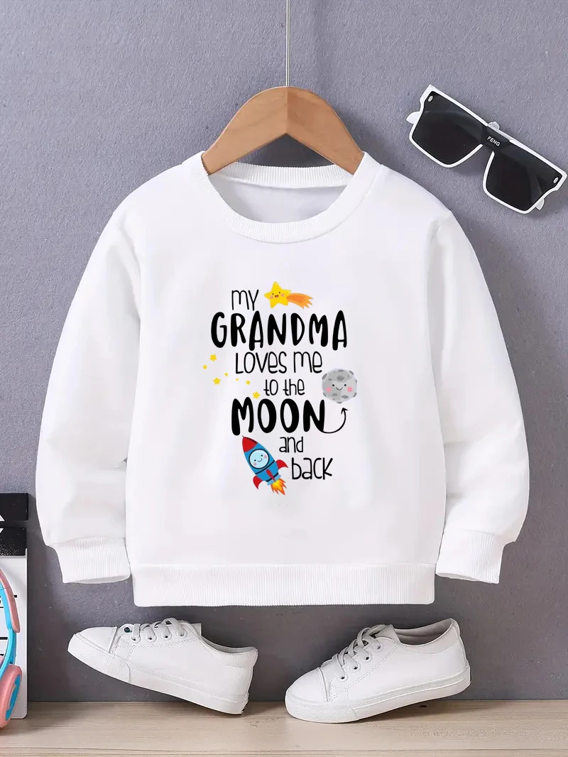 MYGRANDMALoves Printed children's hoodie, casual long sleeved top, spring and autumn clothes for boys and girls