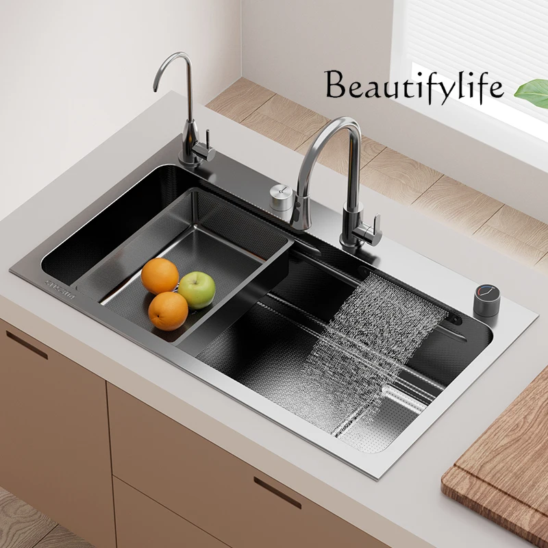 Thickened 5.0 Double Slag Collector Sink Large Single Slot SUS304 Stainless Steel Kitchen Household Vegetable Bowl Sink