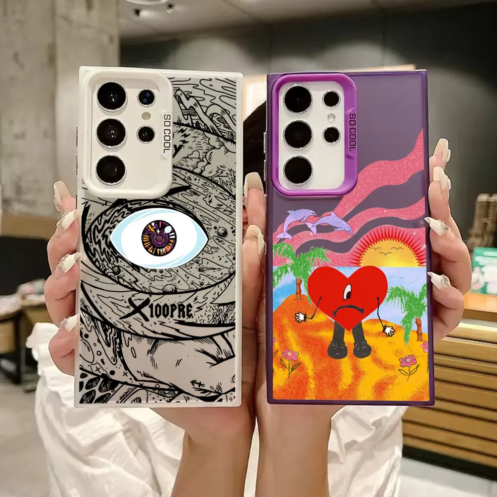 

Bad Bunny Love X100pre S25 Ultra Case For Samsung Galaxy S25 S24 S23 S22 S21 FE S20 Ultra 5G Plus Luxury Shockproof Phone Cover