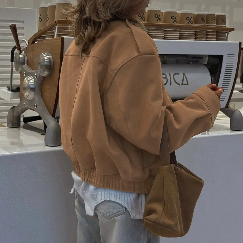 Winter Einfarbig Jacken für Frauen 2025, Herbst Vintage Lange Hülse Lose Outer Mantel