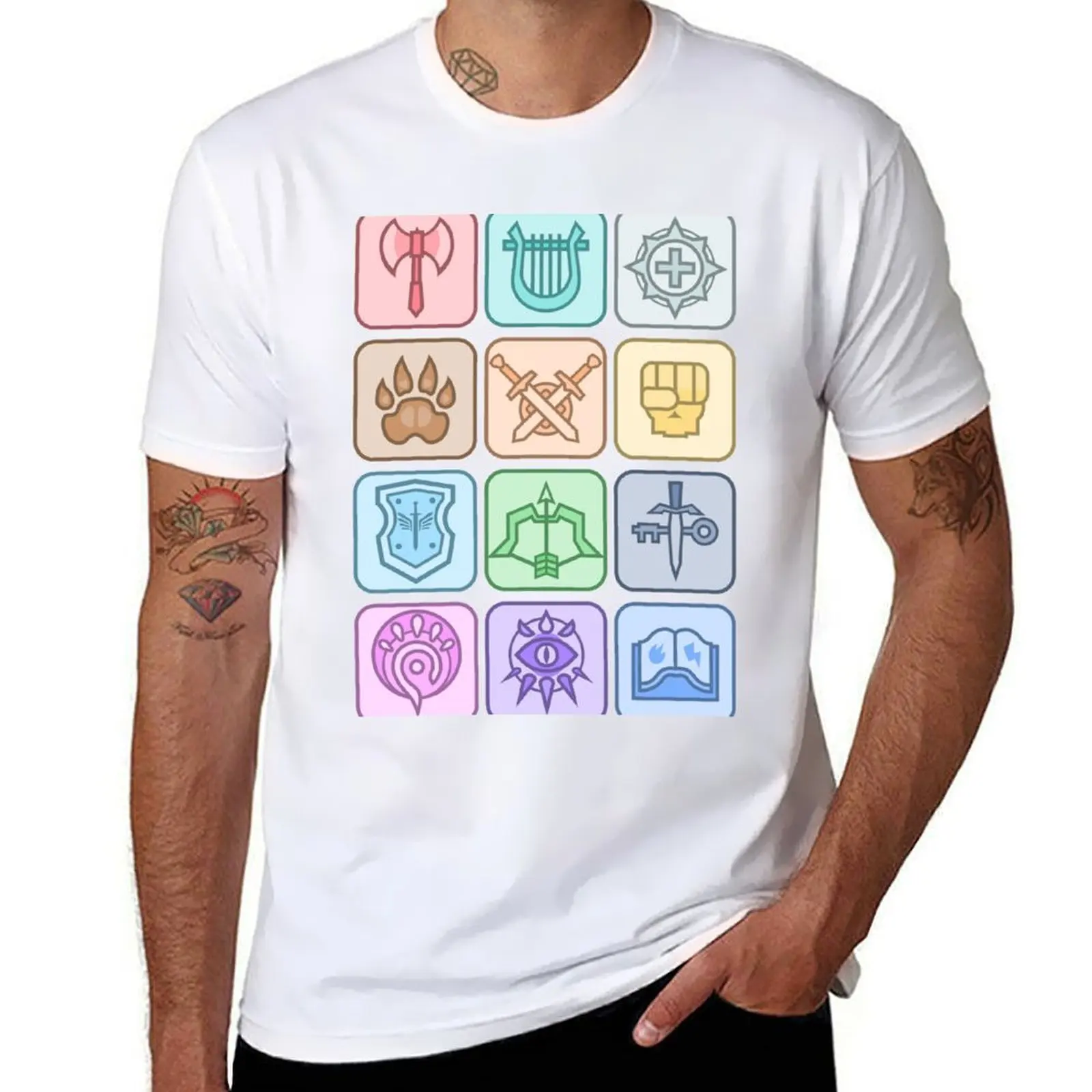 

JoCat Crap Guide to DnD Class Icons [Color] T-Shirt man t shirts for men casual men t shirt cotton 100% T-Shirt
