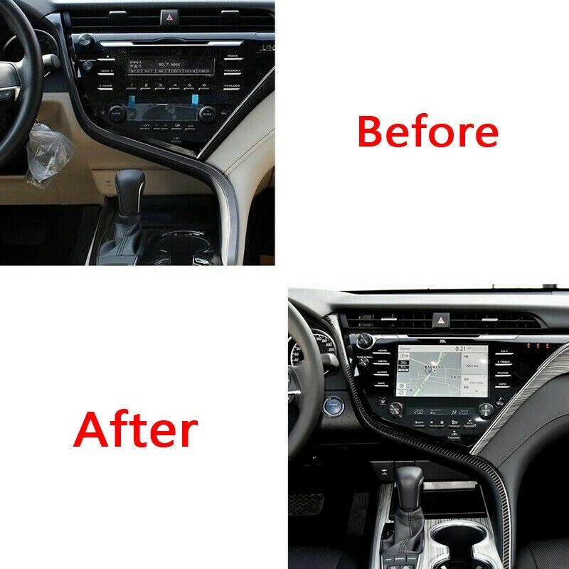 AU16-For Toyota Camry 2018 2019 2020 Carbon Fiber Interior Center Console Dashboard Panel Frame Decal Cover Trim
