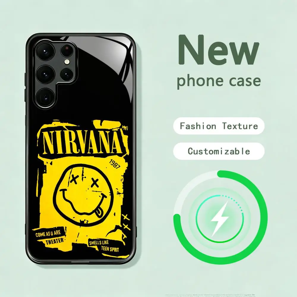 Hot smiley face band N-Nrvanaes Phone Case For Samsung S26 S25 S24 S23 S22 S21 S20 Plus Ultra Note20 Glass Magnetic Case