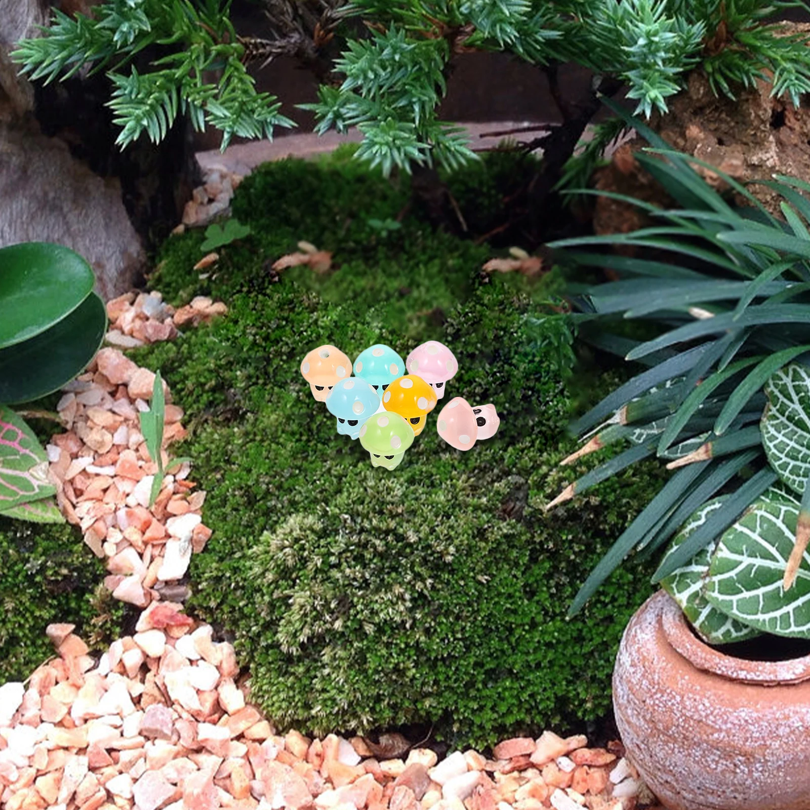 35 قطعة ليلة توهج الفطر الراتنج ديكور مصغرة حديقة زخرفة بونساي الحرفية مايكرو المشهد الديكور داخلي في الهواء الطلق