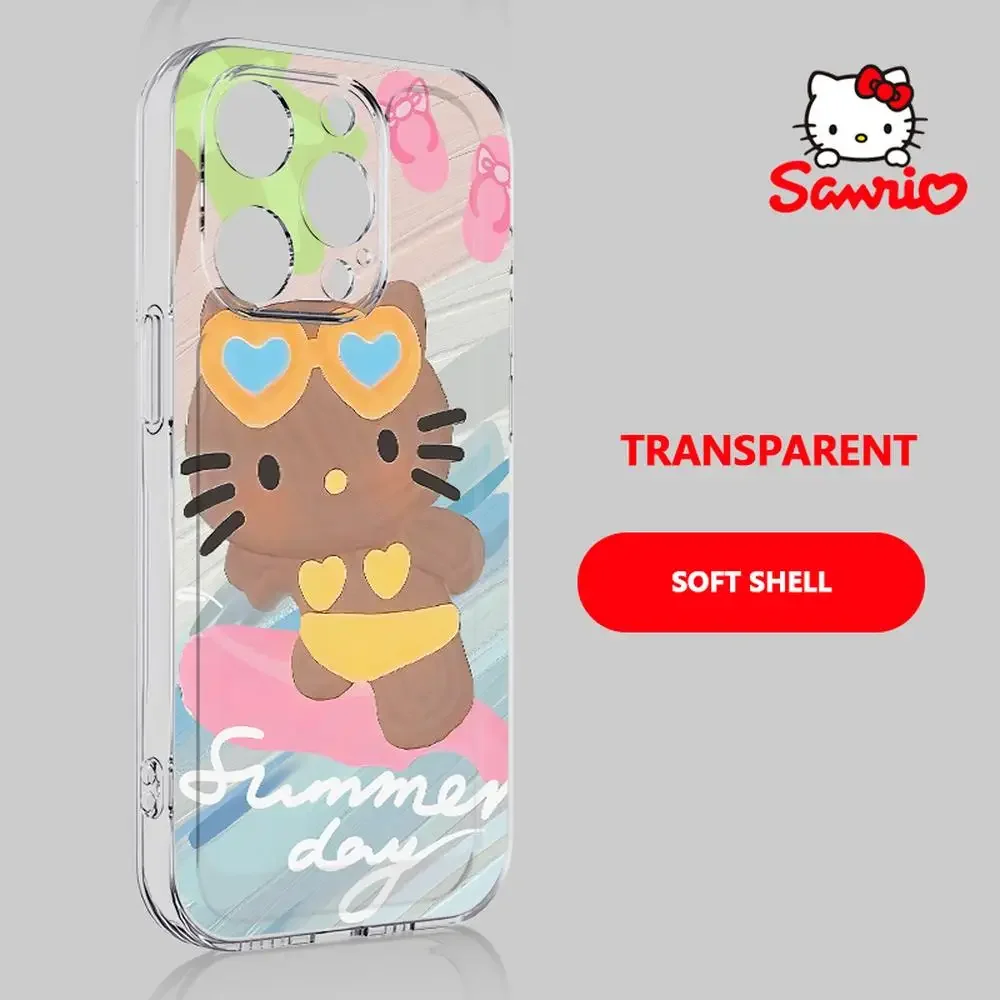 حافظة هالو كيتي آيفون 13 آيفون 16/15/14/13/12/11/x/xs/xs ماكس بنات آيفون حافظات سانريو Kt موضة إكسسوار 2025 جديد