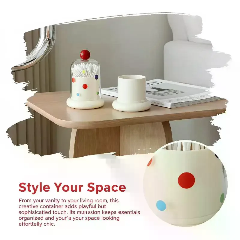 Cotton Swab Toothpick Storage Box: 1Pcs Multifunctional Polka Dot Dustproof Clear Cover Bathroom