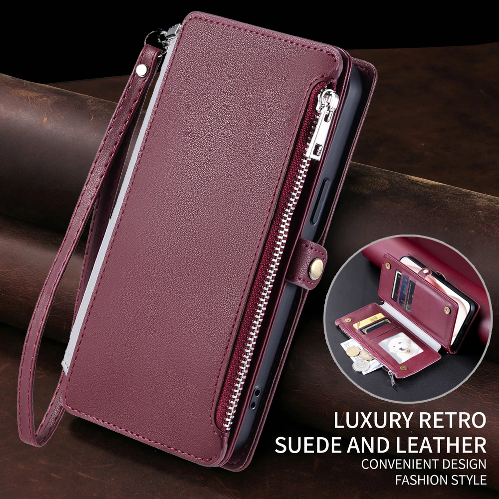 

Кожаный кошелек на молнии для Samsung Galaxy A56 5G, роскошный чехол для телефона Samsung A16 A26 A36 A 56 A06 A17 16 36 Flip Cover