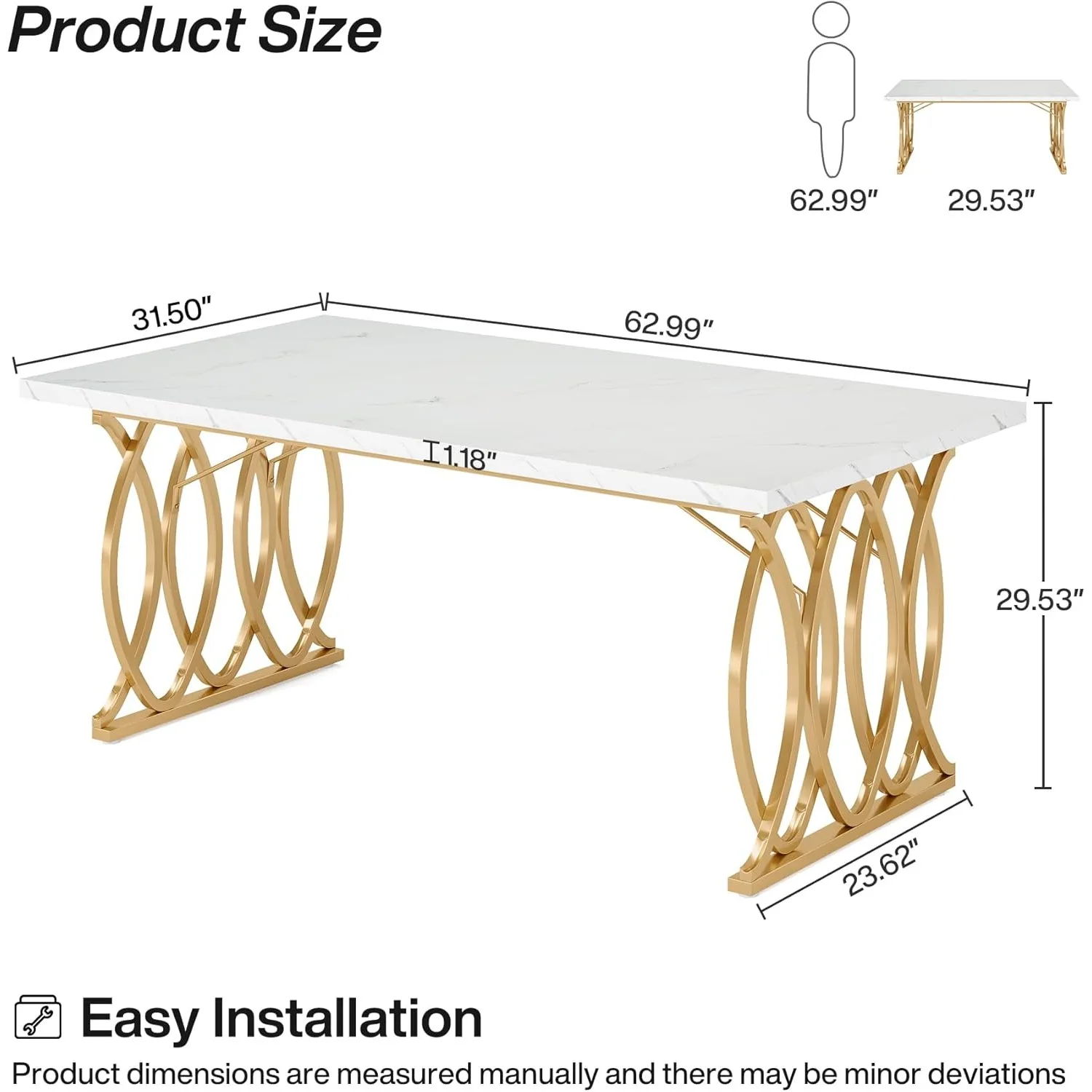 طاولة طعام حديثة، طاولة مطبخ تتسع لـ 4-6 أشخاص، طاولة عشاء مستطيلة فريدة من نوعها أثاث المطبخ وغرفة الطعام #2