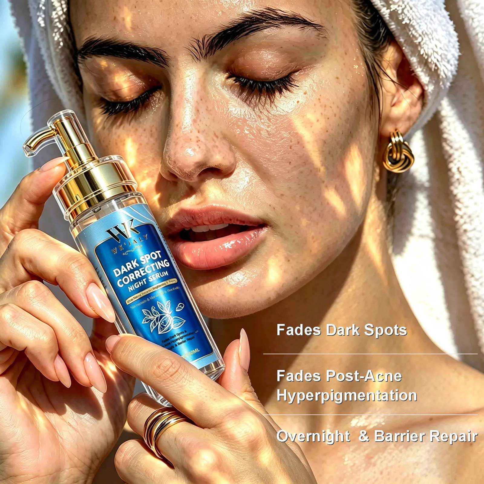 WK JALY Dark Spot Correcting Night Serum, Brightening, Hydration, Balance Uneven Dull Skin Tone, With Natural African Extract
