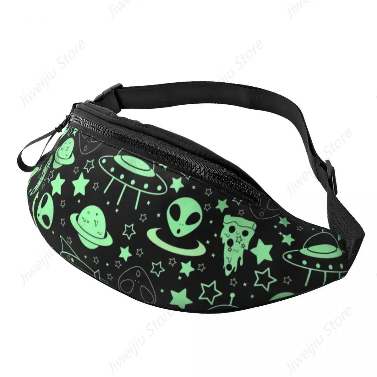 Space Ship And Aliens Fanny Pack for Women Men Cool Galaxy Exploration Crossbody Waist Bag Travel Hiking Phone Money Pouch