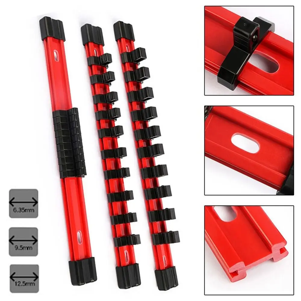 1 ชิ้น 1/4 "3/8" 1/2 "ซ็อกเก็ตประแจผู้ถือ Traight Rail Bracket Wall ผู้ถือ SOCKET Organizer ประแจเก็บกล่องเครื่องมือพลาสติก