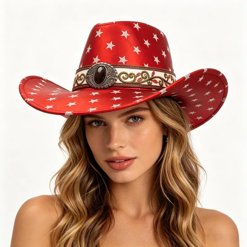 New Denim with Sequin Stars, Independence Day Party Hat