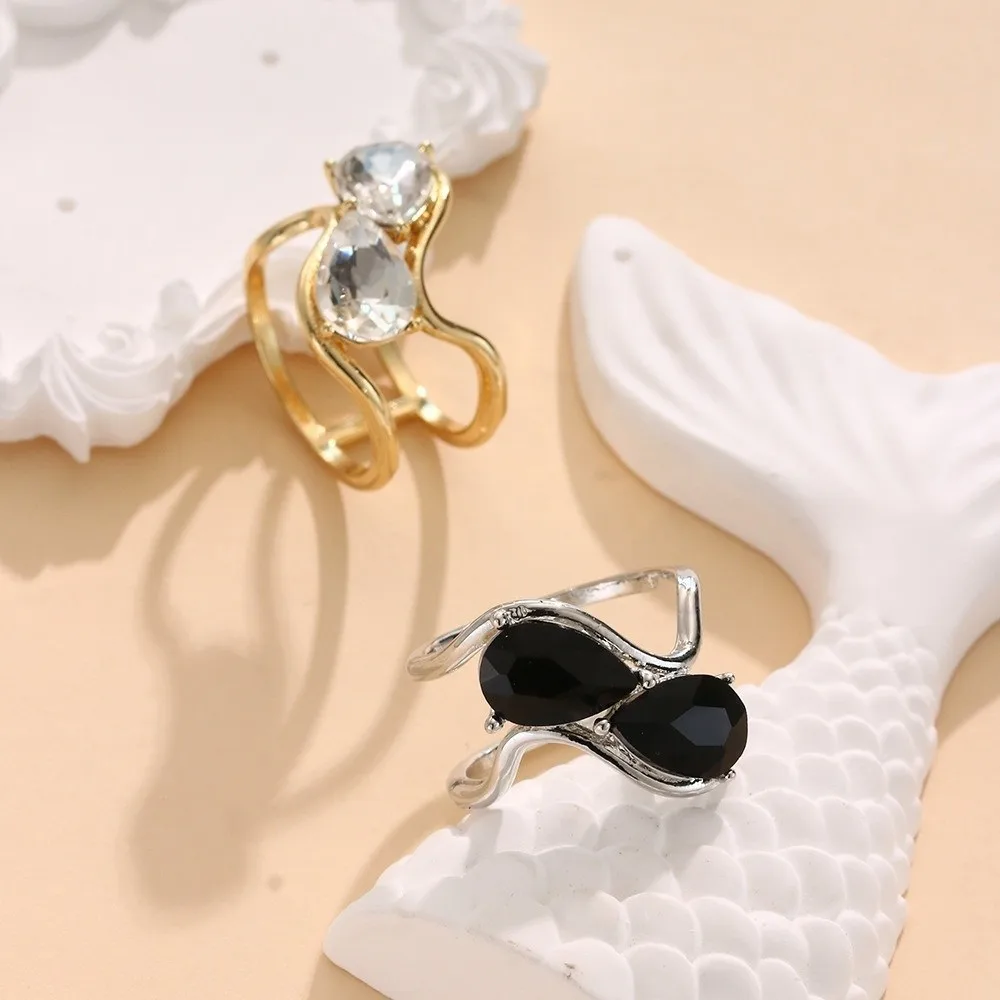 2pcs Alloy Wave Scarf Ring Fixed Decorative Waterdrop Diamond Bowknot Scarf Buckle Shinny Irregular Scarfs Clasp for Women