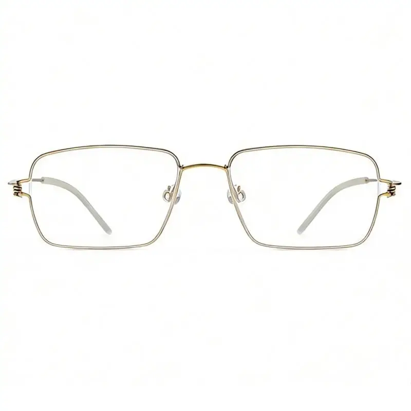 Ultra Light Thin Wire Metal Square Eyeglasses Frame Coil Spring Hinge Anti Blue Light Optical Spectacles Minimalist Rectangular
