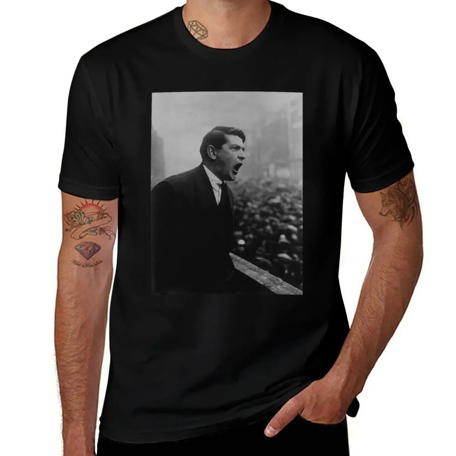 Michael Collins Speaking To A Dublin Crowd - 1922 T-Shirt plain summer tops funny gifts heavyweight t shirts for men