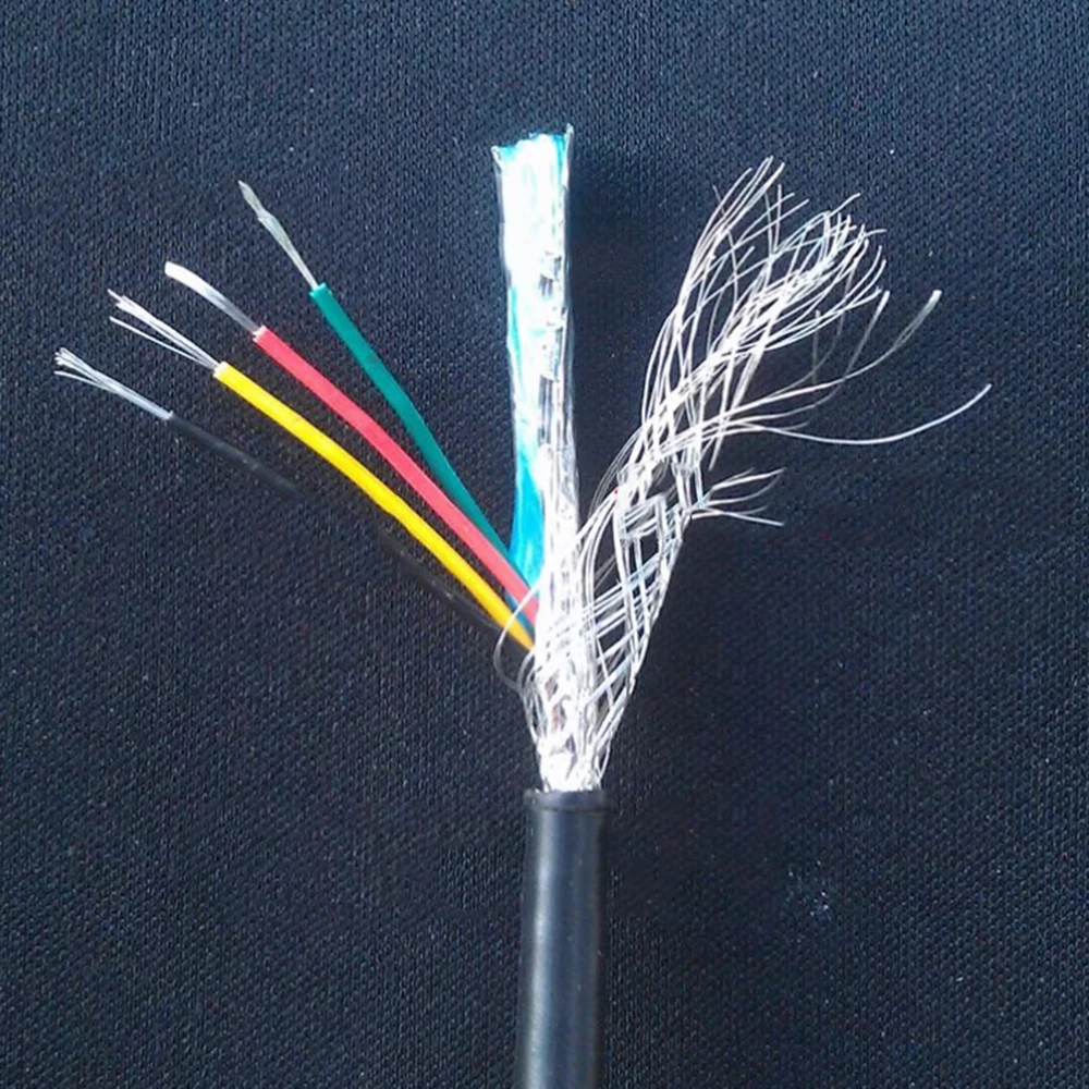 

50m 4-Core 28AWG RVVP Shielded Cable with Braid Woven Mesh Signal Wire UL Certified for Signal Control Applications