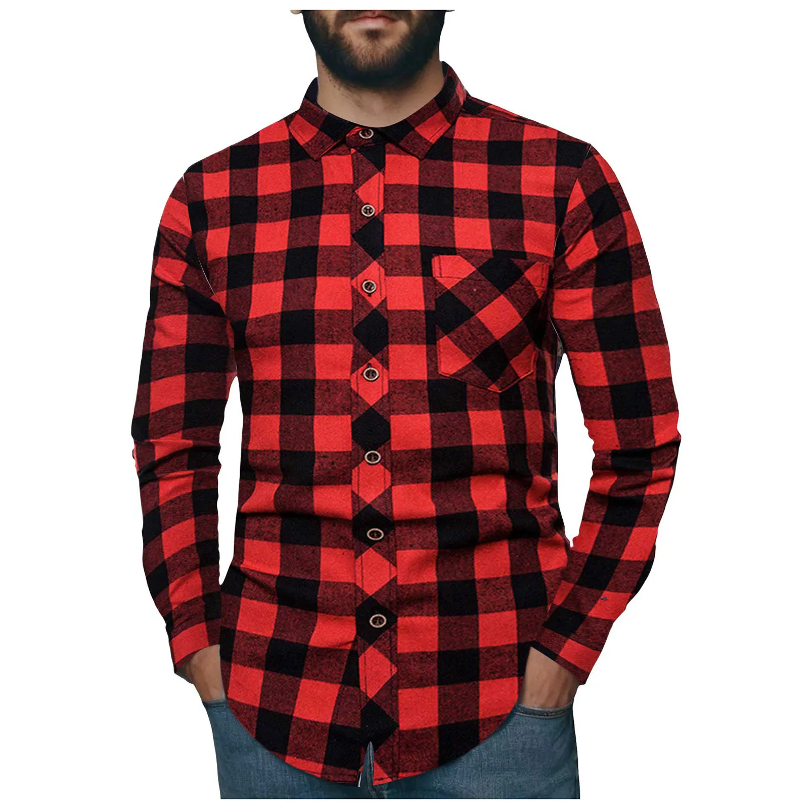 Floral Dress Shirt Men's Flannel Casual Plaid Shirt Long Sleeve Button Down Cotton Shirt With Pockets Shirt Packs for Men
