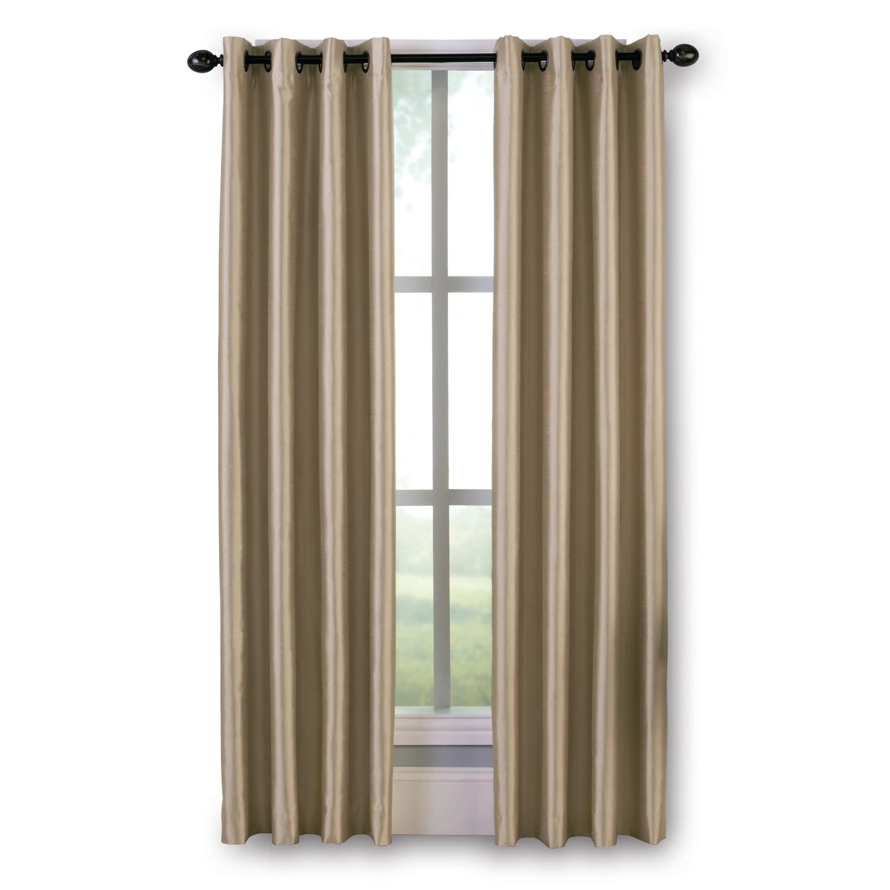 

Malta Indoor Curtain, Polyester Room Darkening Faux Silk Grommet Single Panel, Sand, 50 X 95