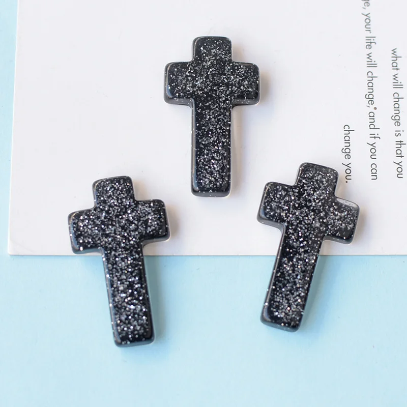 10-20Pcs Colorful Glitter Cross Flat Back Resin Cabochon Scrapbooking Album Decor Accessories Creative Phone Case Patch Material