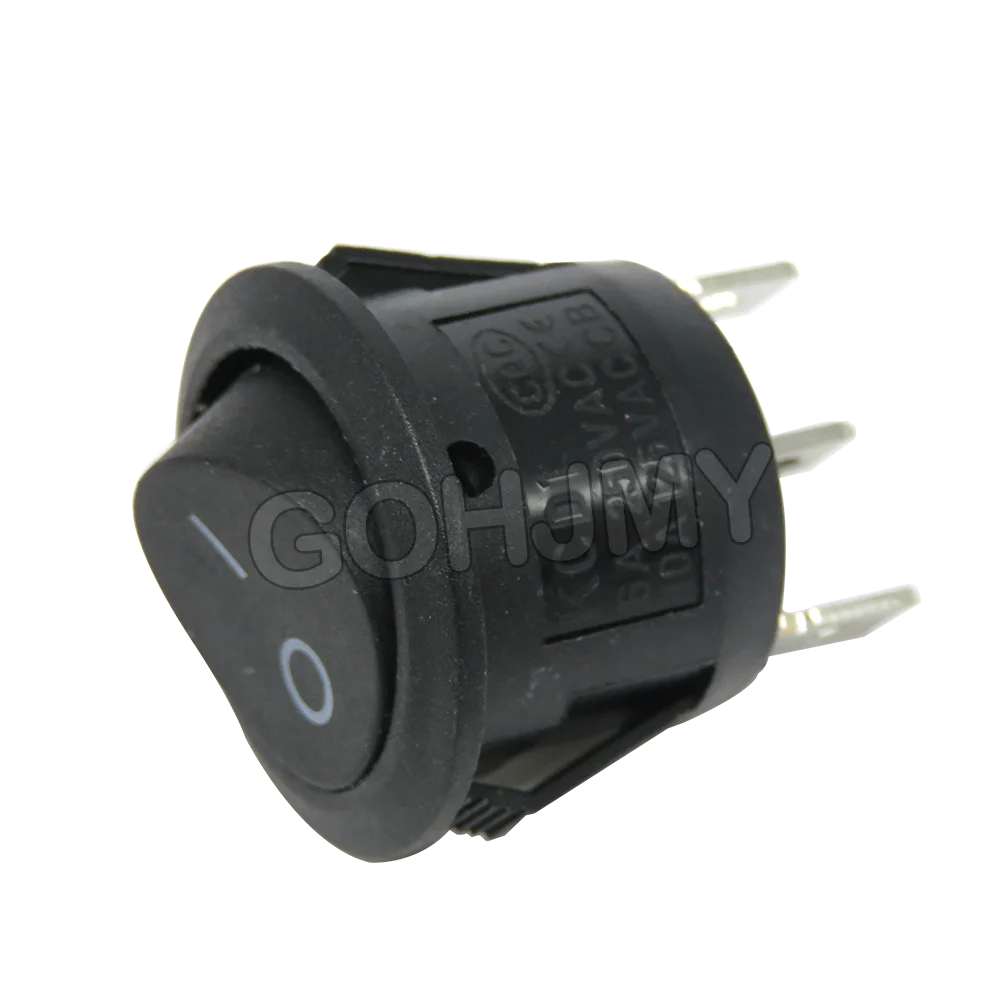 5PCS KCD1-105 Push Butt Switch 20MM SPST 2Pin 3pin 3A 250V KDC1 Snap-in Off Round Rocker Switch Preto Vermelho Branco