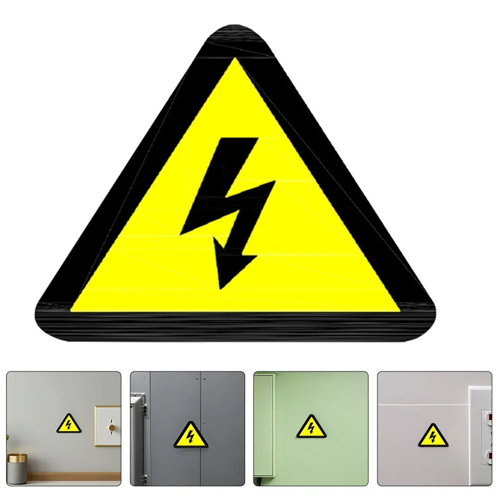 

100Pcs Electric Shock Warning Stickers High Voltage Safety Decals 5x5cm Yellow Triangle Voltage Danger Signs Water Resistant