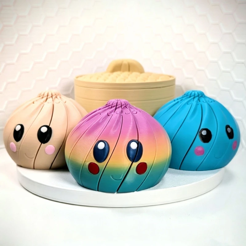 3D Printed Steamed Bun Ball Toy Spiral Twisty Bao Buns Fidget for Anxiety Stress Relief Desk Ornament Party Favors Gifts
