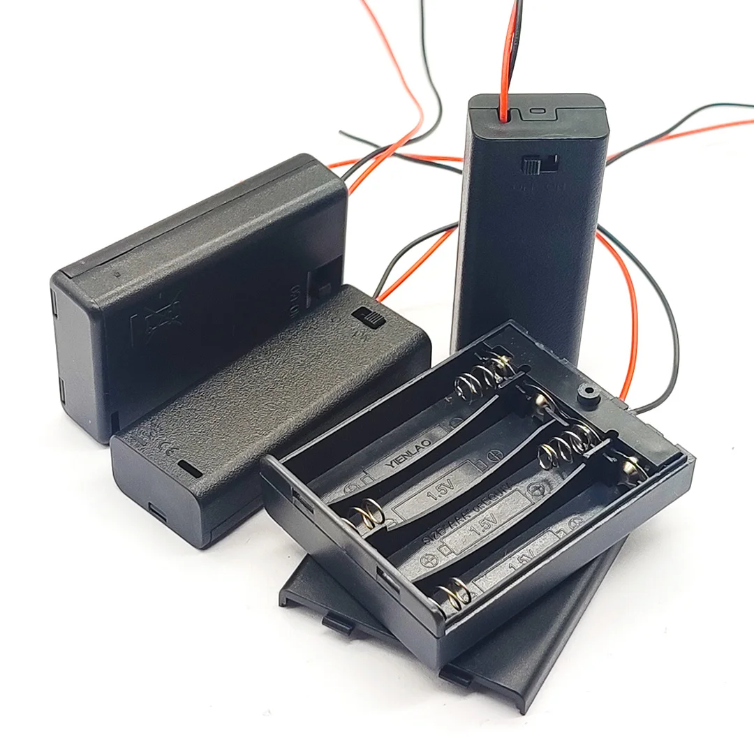 AAA Battery Holder AAA Case AAA Box With Leads With ON/OFF Switch Cover 2 3 4 Slot Standard Battery Container