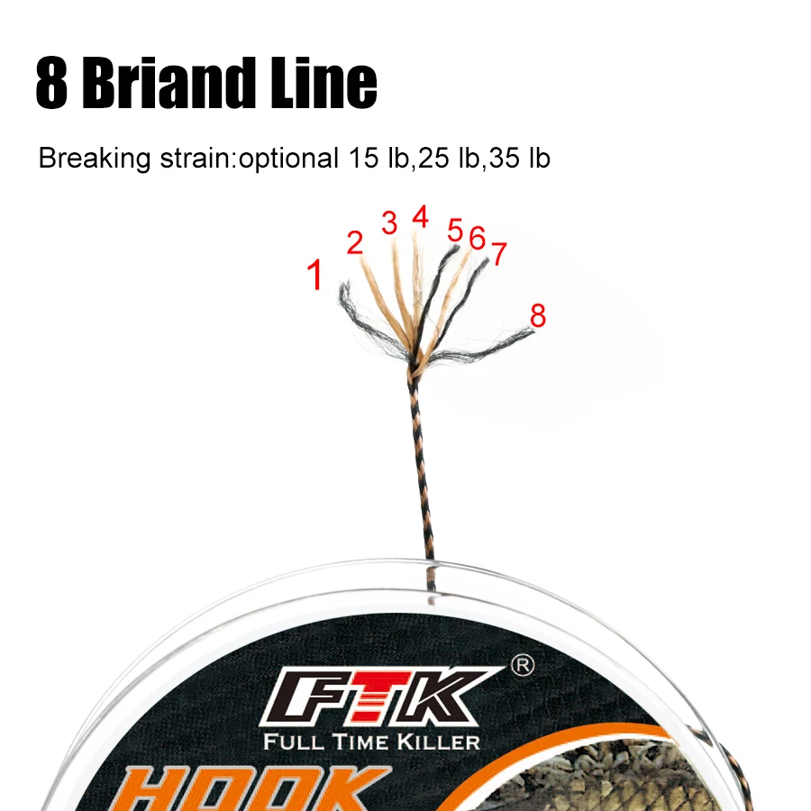 FTK 20m Carp Fishing Line Soft Hook Link 15/25/35LB Carp Hooklink Uncoated Braid Line for Hair Rig Carp Coarse Fishing Tackle