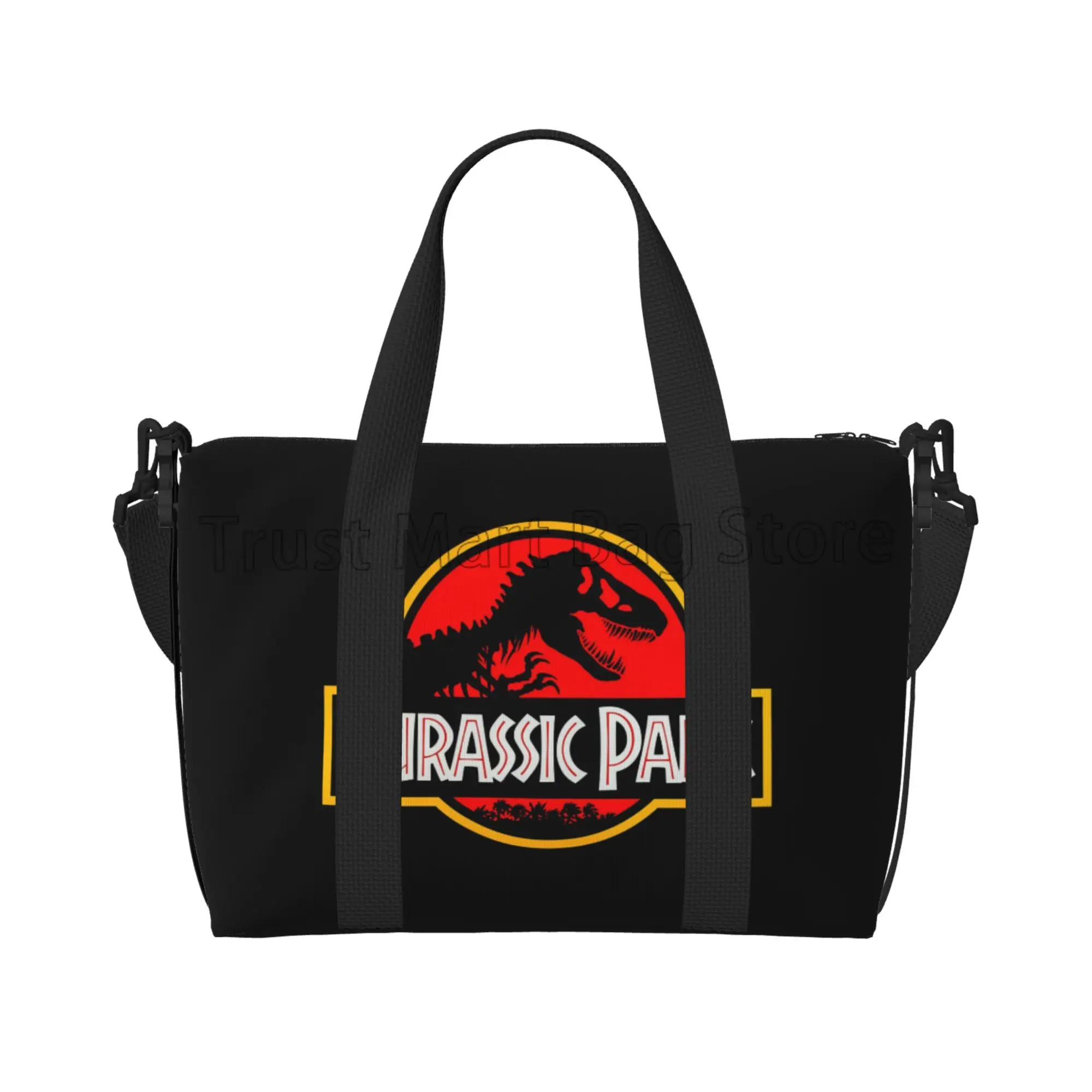 Jurassic Park Met Logo Print Plunjezak Sporttassen Unisex Multifunctionele Waterdichte Weekendtassen Met Schouderband