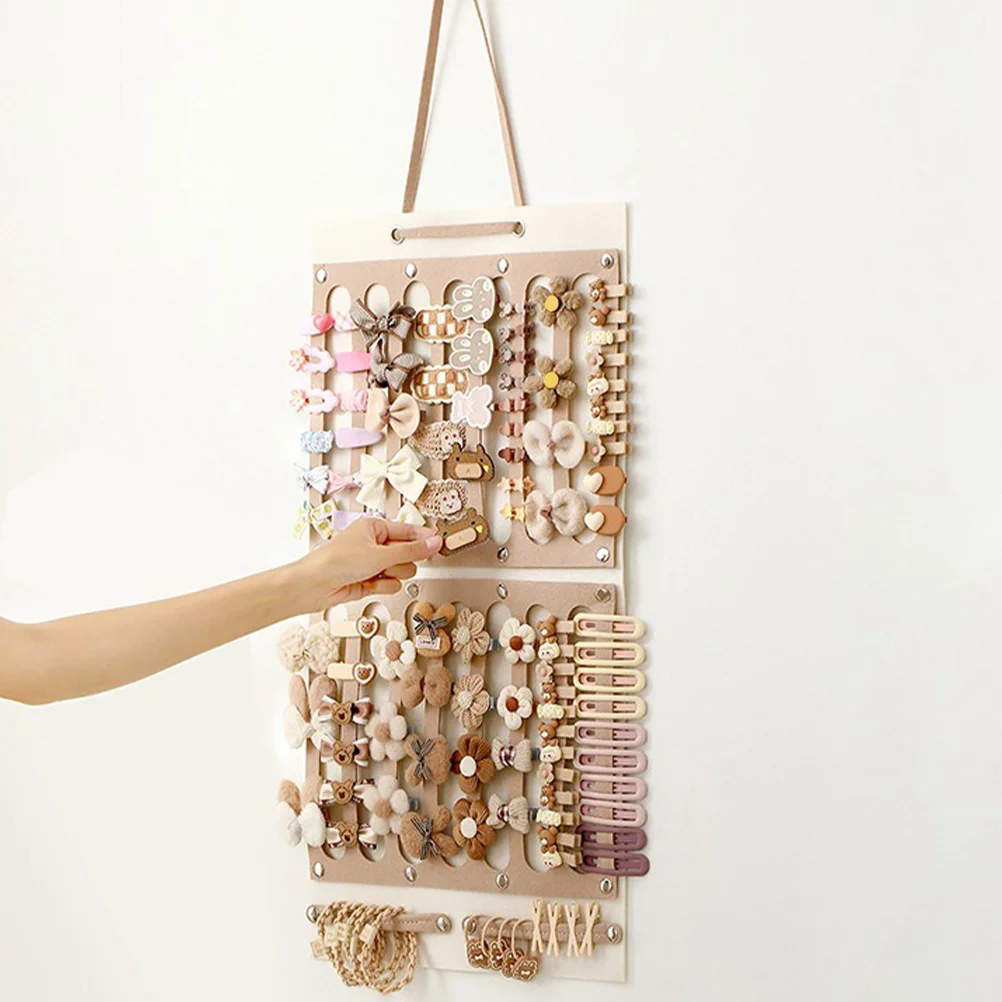 2 Pcs Felt Jewelry Hanging Bag Wall Hair Accessories Organizer Storage Bow Holder