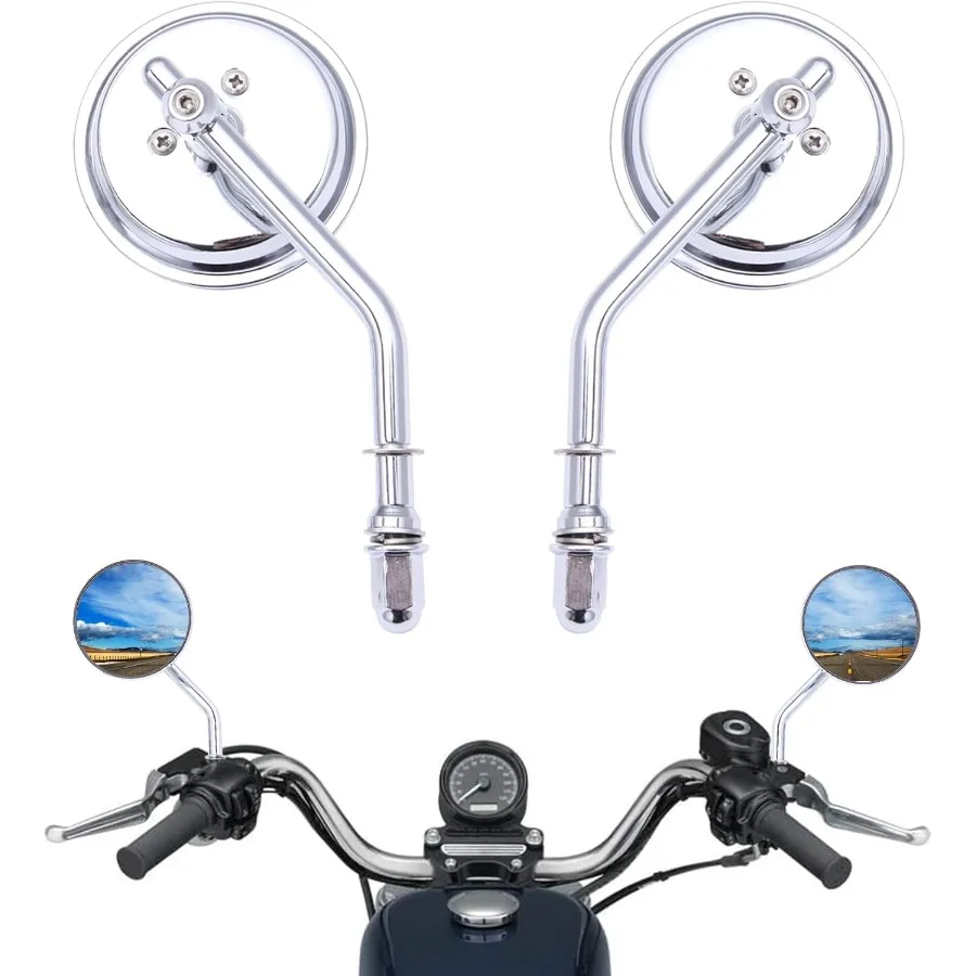 

Chrome Rear View Mirrors Compatible with Street Glide Road King Sportster 883 Models from 1986 to 2020 HighVisibility Reflectiv