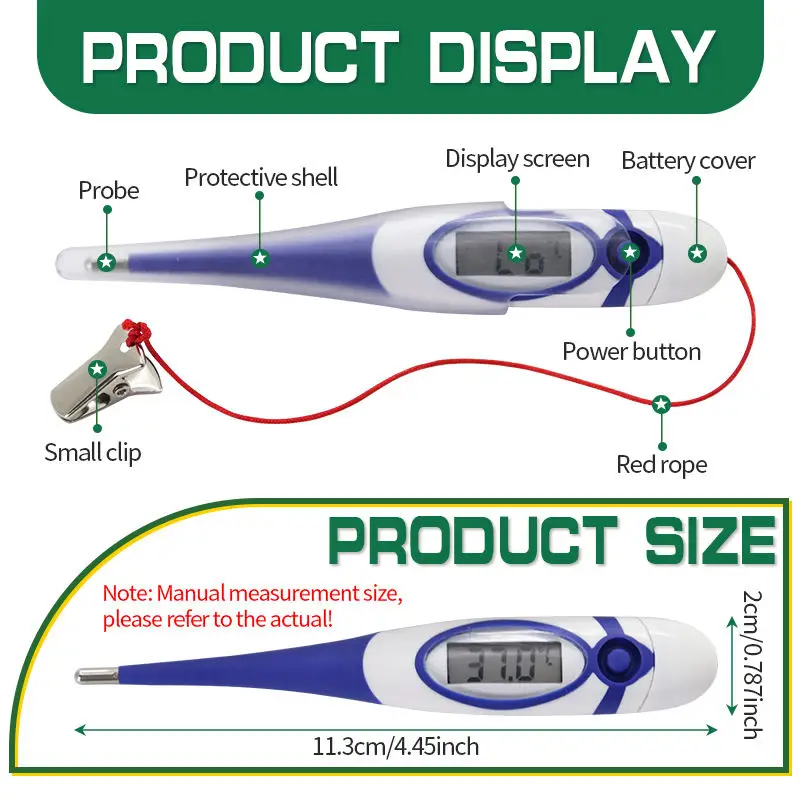 Professional Animal Digital Thermometer with Soft Probe Blue Digital Pet Dog Cat Veterinary Thermometer Waterproof Equipment view 2
